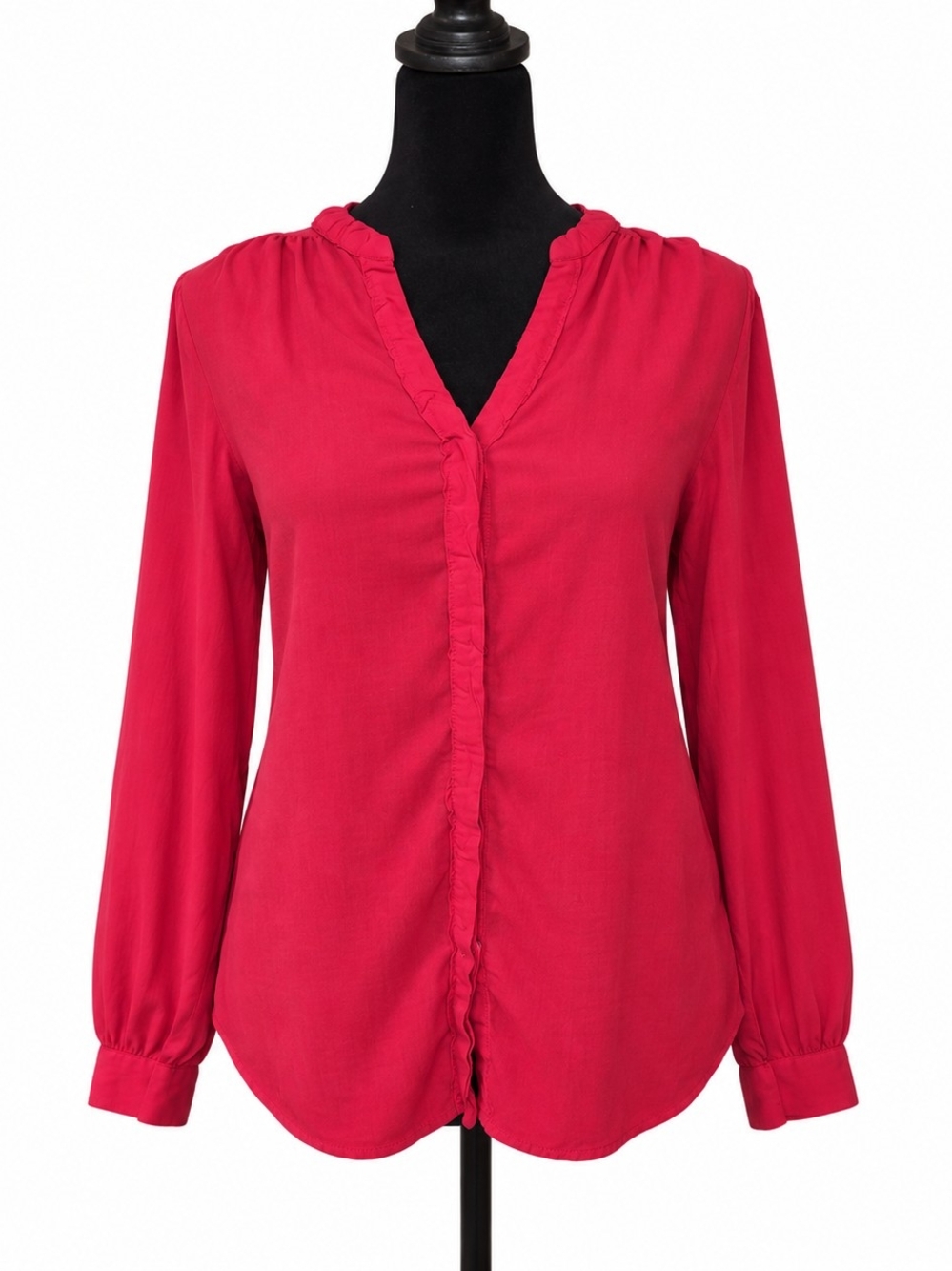 Old Navy Red Ruffle-Trim Long Sleeve Blouse – Women’s Medium